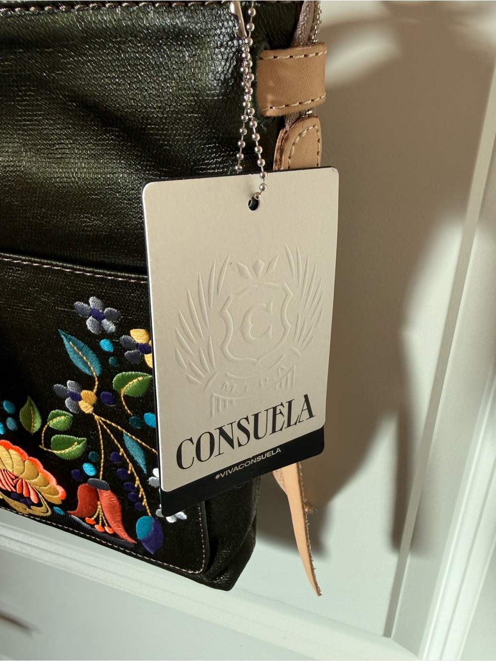 Consuela Black Crossbody with Colorful Floral Embroidery - Picture 2 of 5